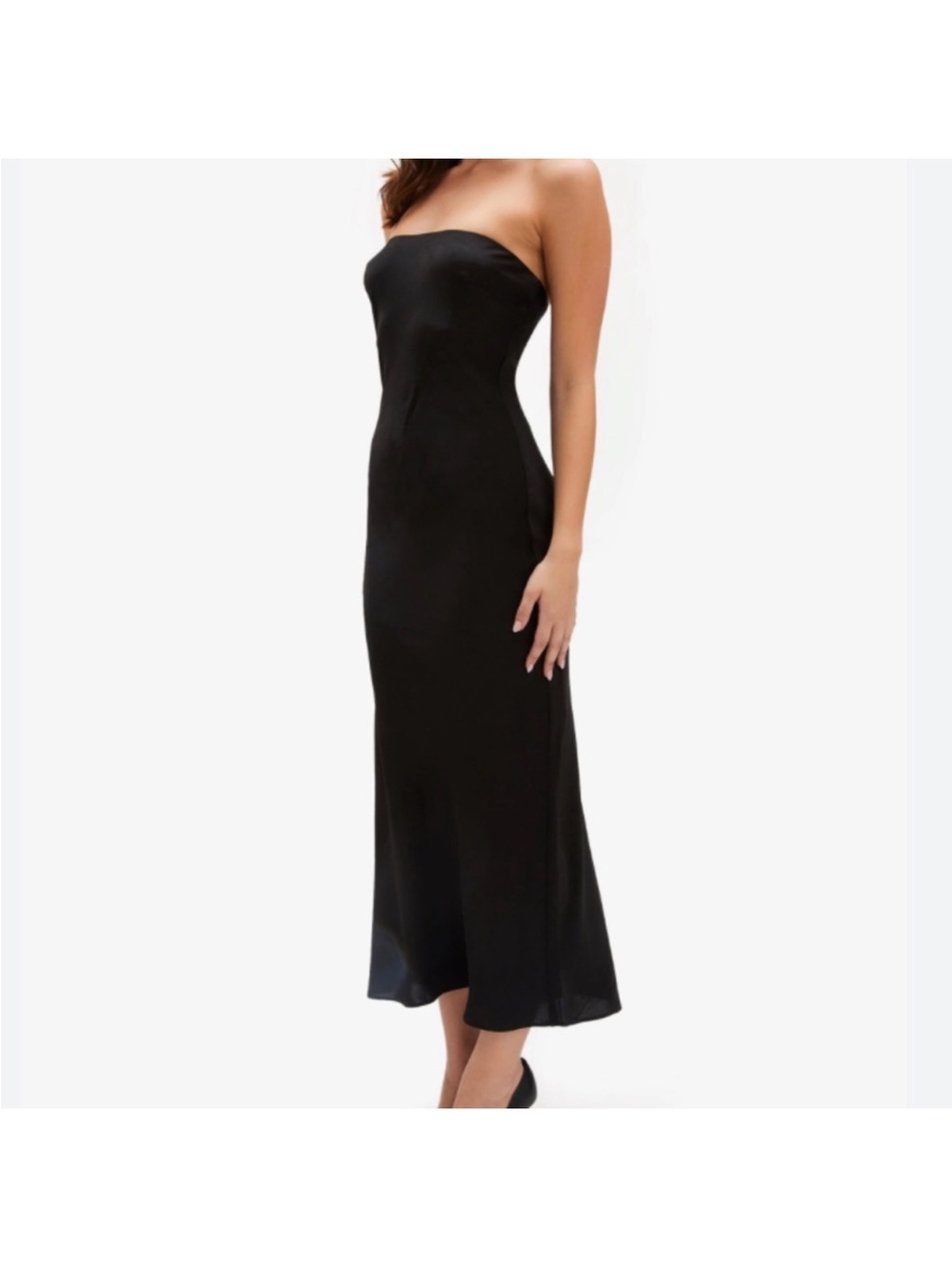 Bardot Strapless Black Midi Slip Dress